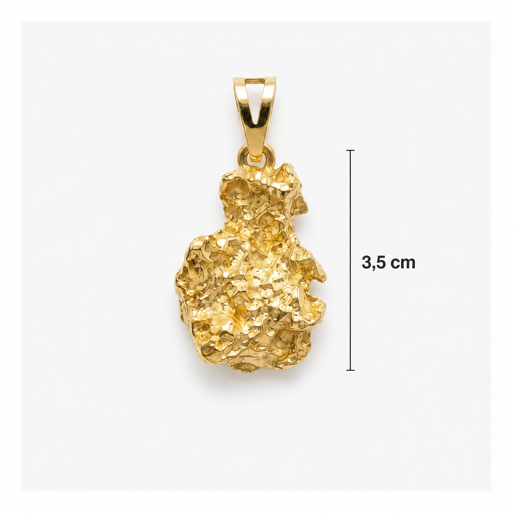 PINGENTE PEPITA GRANDE - 3,5CM - BANHADO A OURO 18K