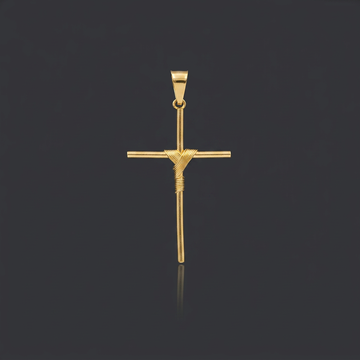 PINGENTE CRUZ ENROLADA MÉDIO - 3,5x2cm - BANHADO A OURO 18K