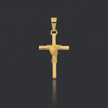 PINGENTE CRUZ ENROLADA ROBUSTA - 6X3,5CM - BANHADO A OURO 18K