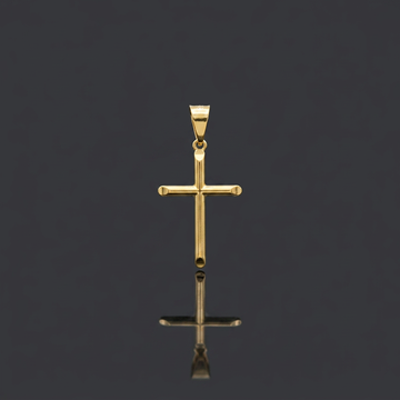 PINGENTE CRUZ PONTEADA LISA - BANHADO A OURO 18K