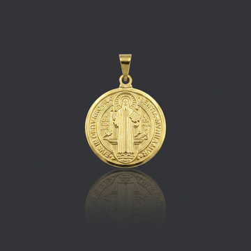 PINGENTE MEDALHA DE SÃO BENTO MÉDIA - BANHADO A OURO 18K