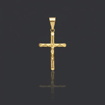 PINGENTE CRUZ PONTEADA COM CRISTO - BANHADO A OURO 18K