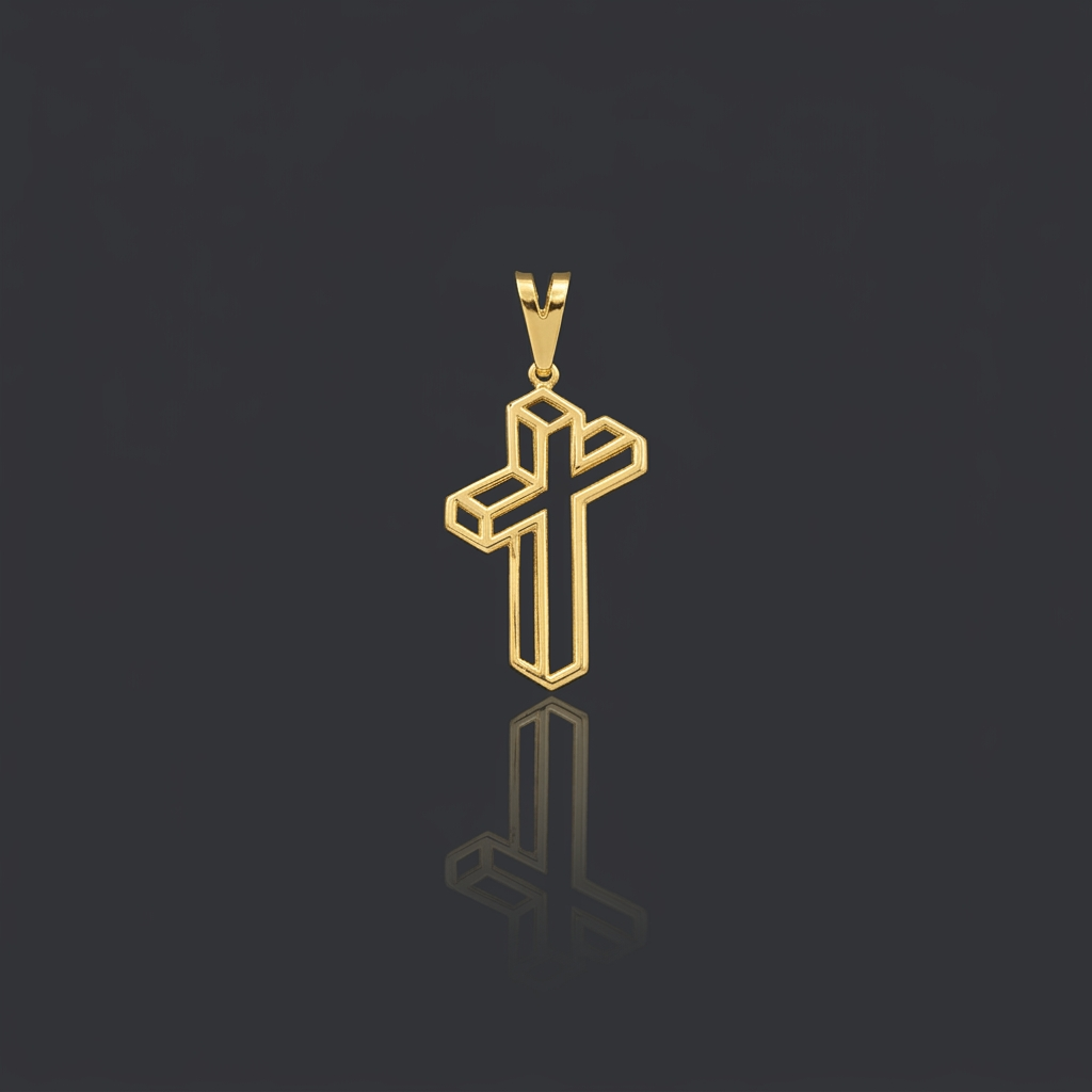 PINGENTE CRUZ 3D - BANHADO A OURO 18K