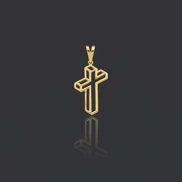 PINGENTE CRUZ 3D - BANHADO A OURO 18K