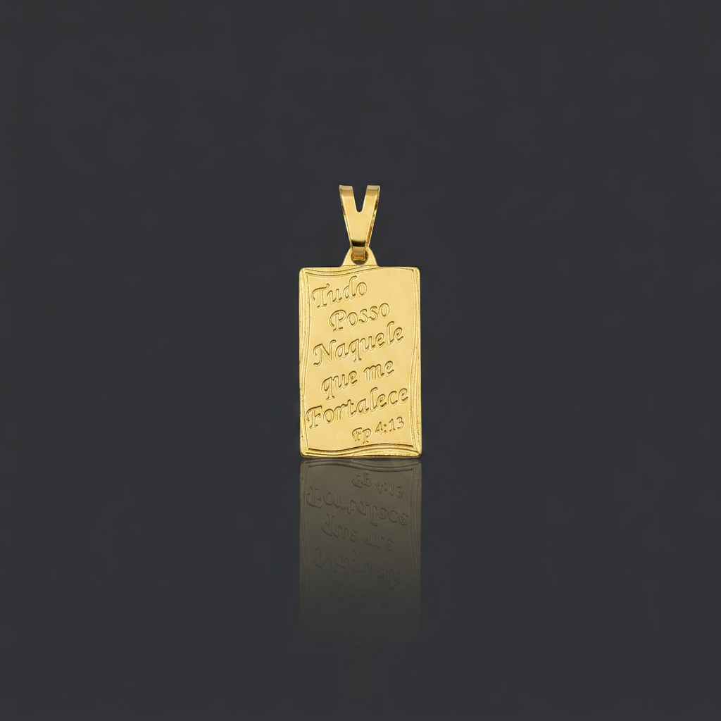 PINGENTE TUDO POSSO - BANHADO A OURO 18K