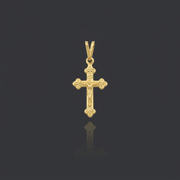 PINGENTE CRUZ DE 3 PONTAS COM CRISTO - BANHADO A OURO 18K