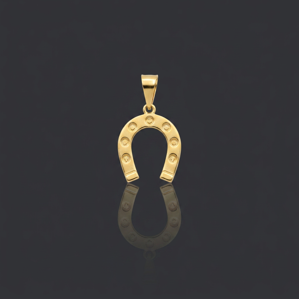 PINGENTE FERRADURA MACIÇA - BANHADO A OURO 18K