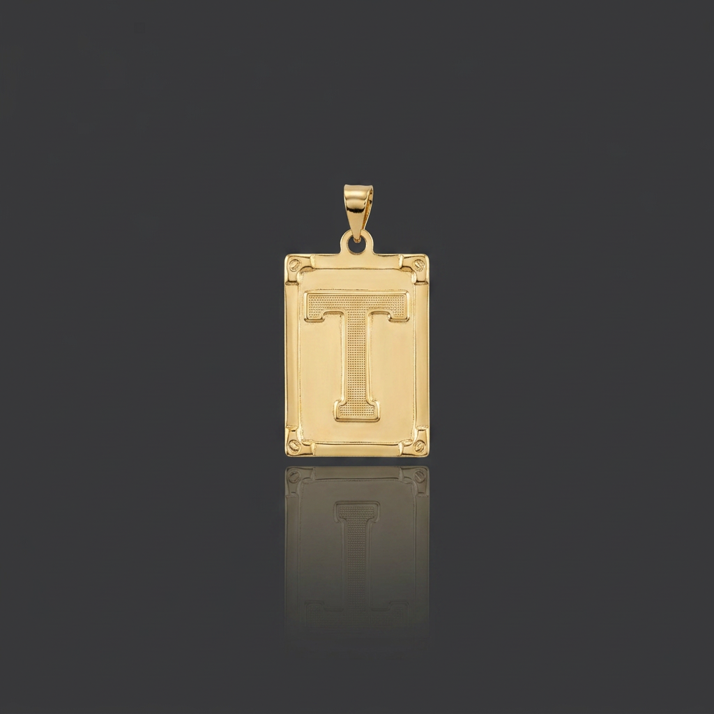 PINGENTE LETRA T NA CHAPA - BANHADO A OURO 18K