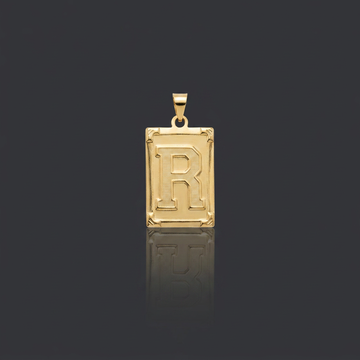 PINGENTE LETRA R NA CHAPA - BANHADO A OURO 18K
