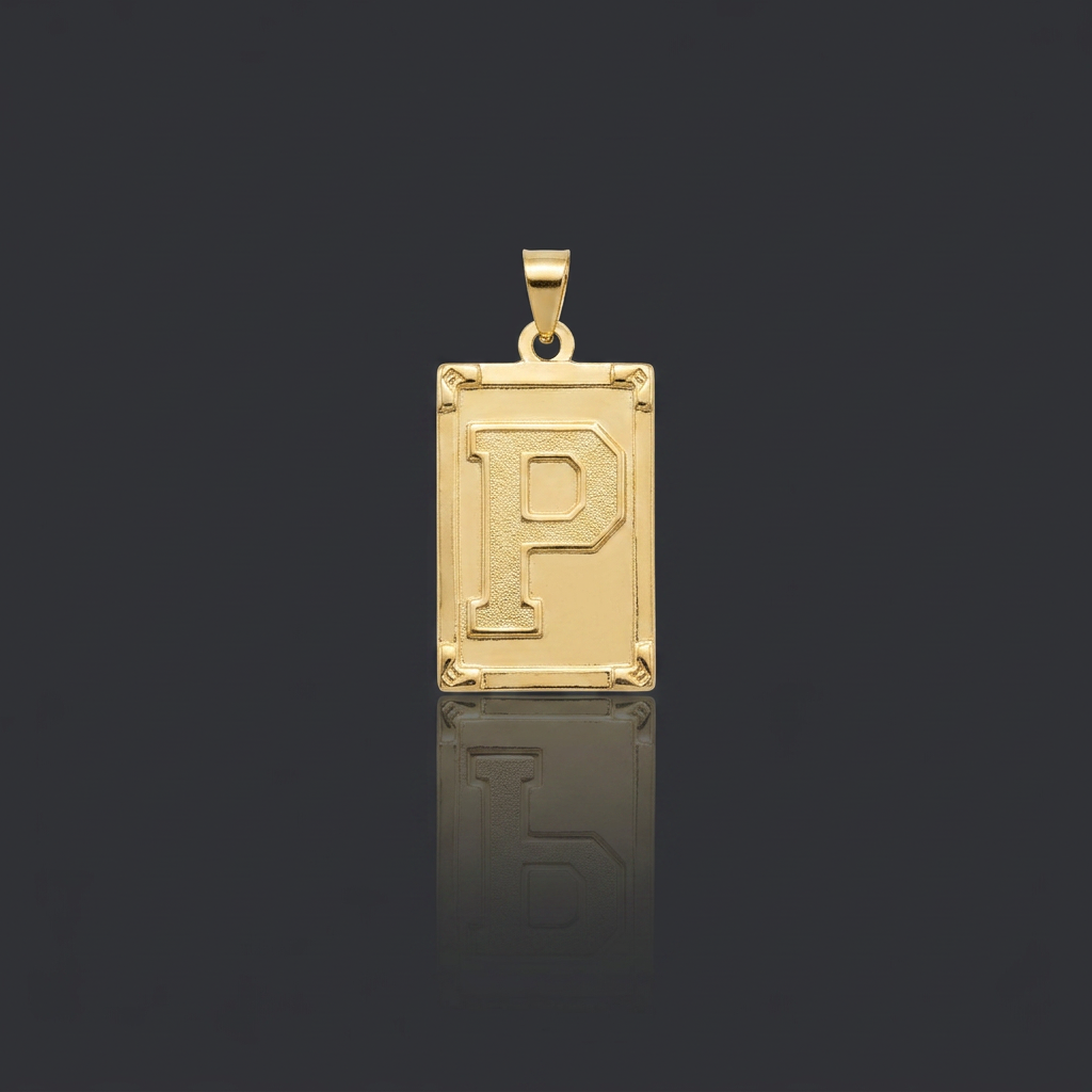 PINGENTE LETRA P NA CHAPA - BANHADO A OURO 18K