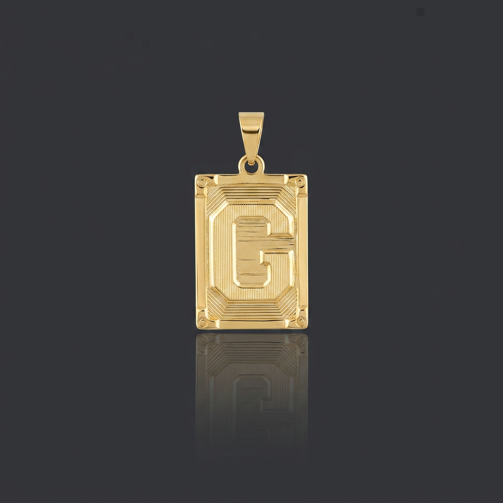 PINGENTE LETRA G NA CHAPA - BANHADO A OURO 18K