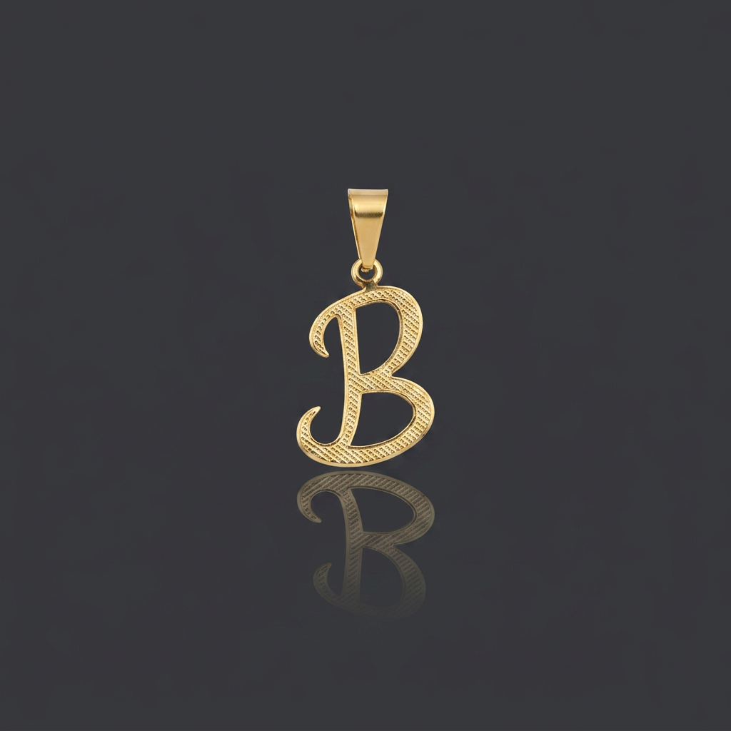 PINGENTE LETRA B VAZADA - BANHADO A OURO 18K