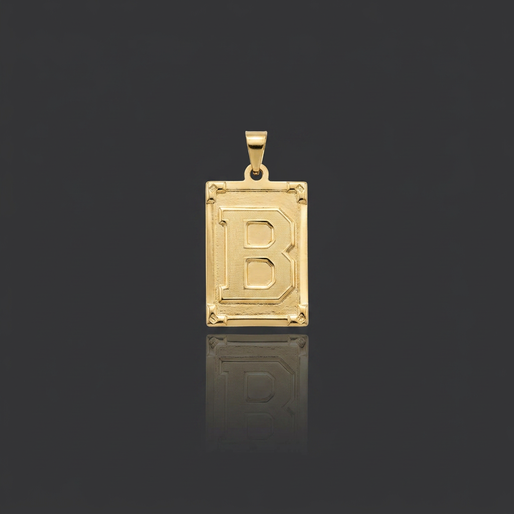 PINGENTE LETRA B NA CHAPA - BANHADO A OURO 18K
