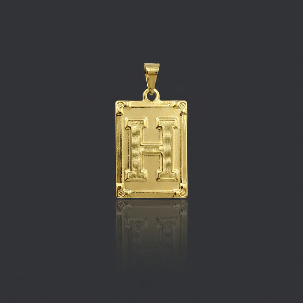 PINGENTE LETRA H NA CHAPA - BANHADO A OURO 18K