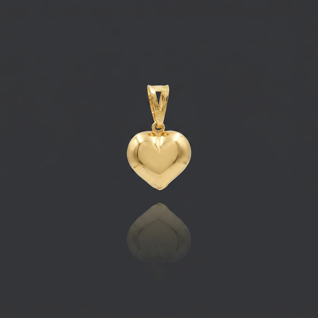 PINGENTE CORAÇÃO BOLEADO PEQUENO - BANHADO A OURO 18K
