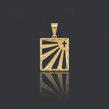 PINGENTE CRUZ NO HORIZONTE - BANHADO A OURO 18K