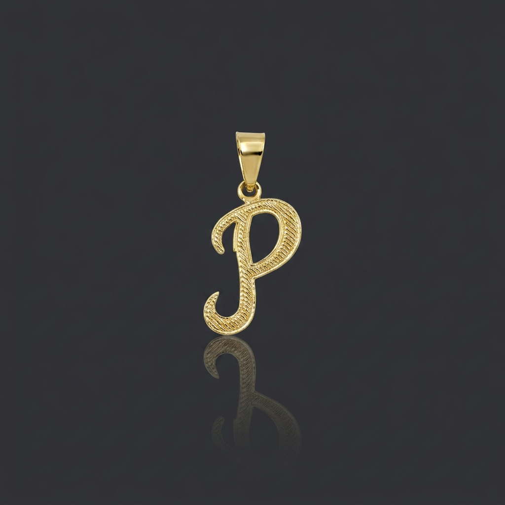 PINGENTE LETRA P VAZADA - BANHADO A OURO 18K