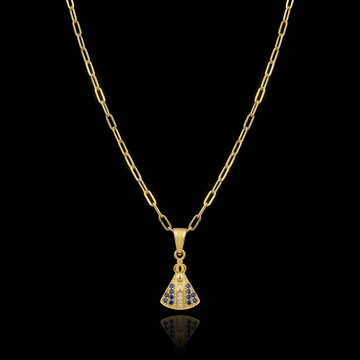 CORRENTE TIJOLINHO DE QUINA 2MM - 70CM (FECHO ITALIANO) + PINGENTE NOSSA SENHORA CRAVEJADO (BANHADO A OURO 18K)