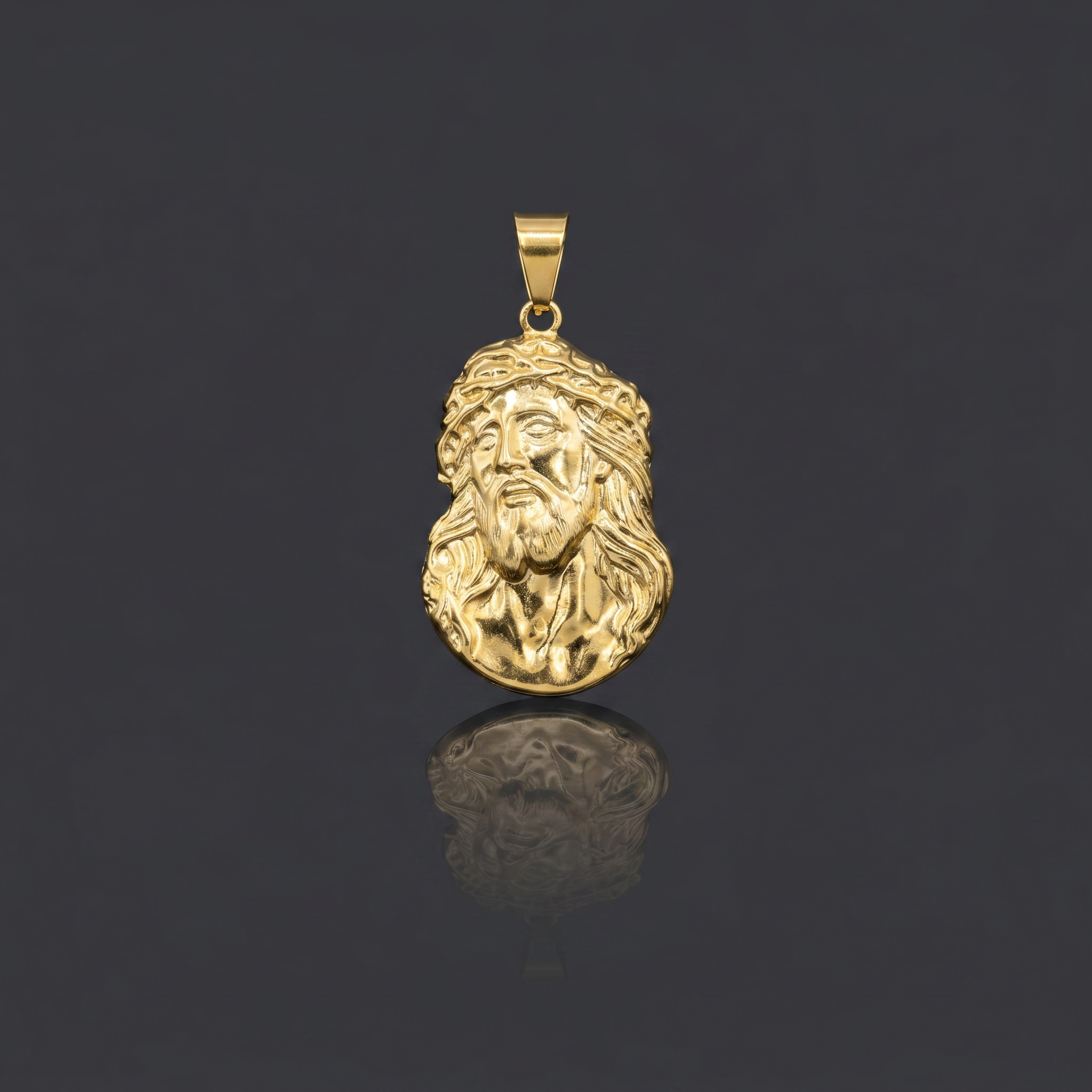 PINGENTE ROSTO DE CRISTO LATERAL - BANHADO A OURO 18K