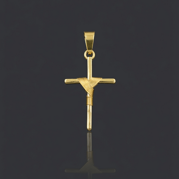 PINGENTE CRUZ ENROLADA ROBUSTA P - 4X2,5CM - BANHADO A OURO 18K