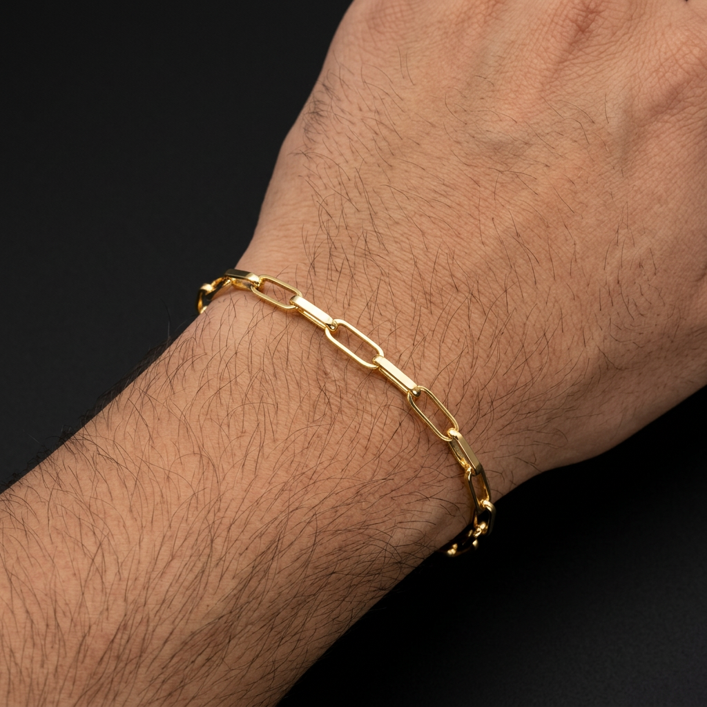 PULSEIRA TIJOLINHO LONG 5MM - 21CM - BANHADO A OURO 18K