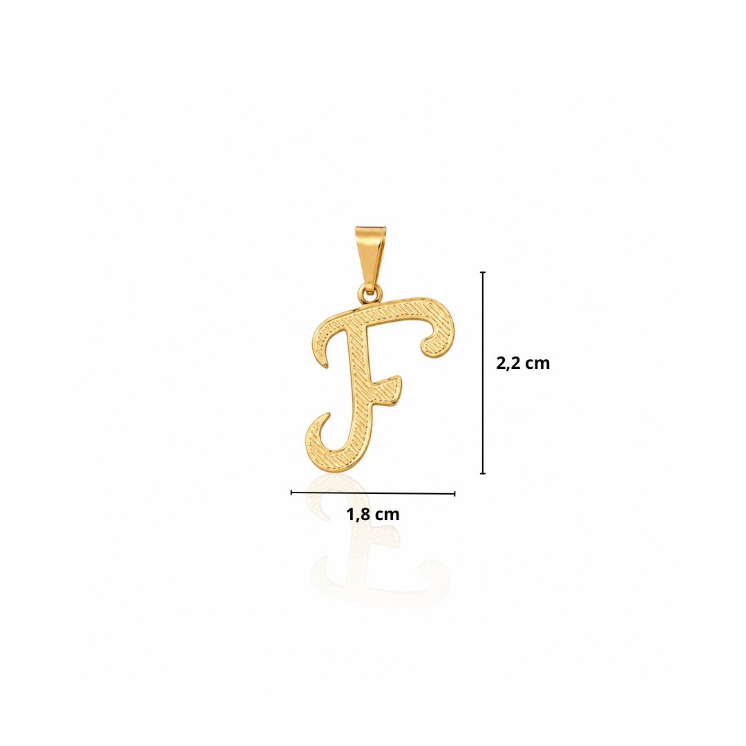 PINGENTE LETRA F VAZADA - BANHADO A OURO 18K