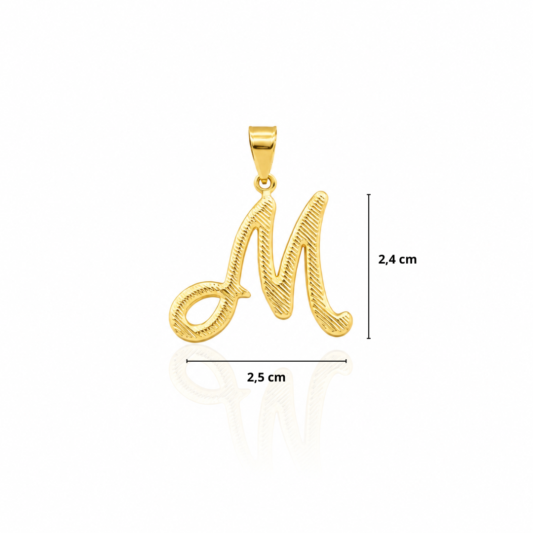 PINGENTE LETRA M VAZADA - BANHADO A OURO 18K