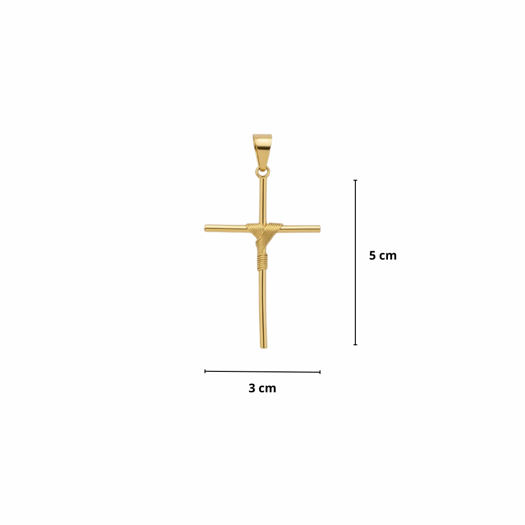 PINGENTE CRUZ ENROLADA GRANDE - 5x3cm - BANHADO A OURO 18K