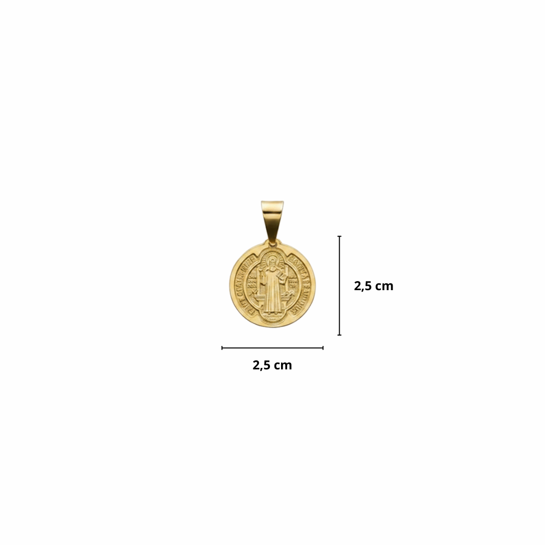 PINGENTE MEDALHA DE SÃO BENTO PEQUENA - BANHADO A OURO 18K
