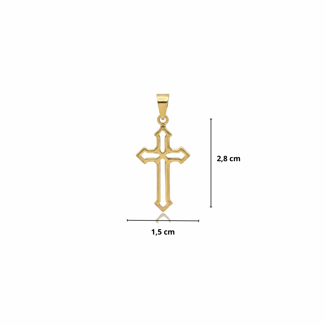PINGENTE CRUZ VAZADA DE 3 PONTAS - BANHADO A OURO 18K