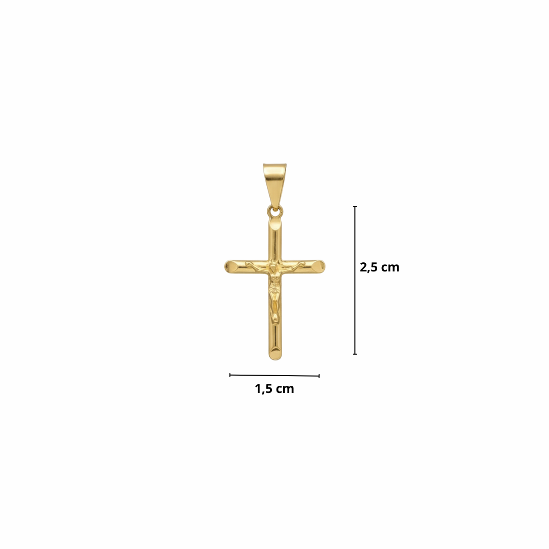 PINGENTE CRUZ PONTEADA COM CRISTO - BANHADO A OURO 18K
