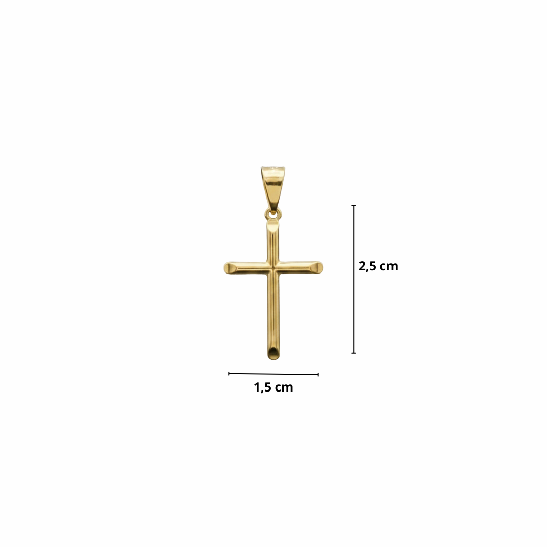 PINGENTE CRUZ PONTEADA LISA - BANHADO A OURO 18K