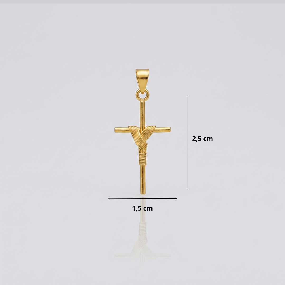 PINGENTE CRUZ ENROLADA PEQUENO - 2,5x1,5cm - BANHADO A OURO 18K
