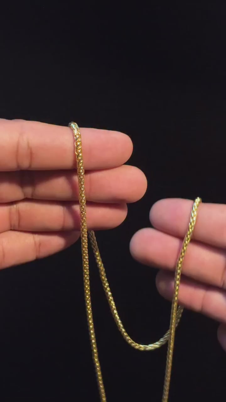 CORRENTE PERUANA 3MM - 70CM (FECHO BOMBA) - BANHADO A OURO 18K