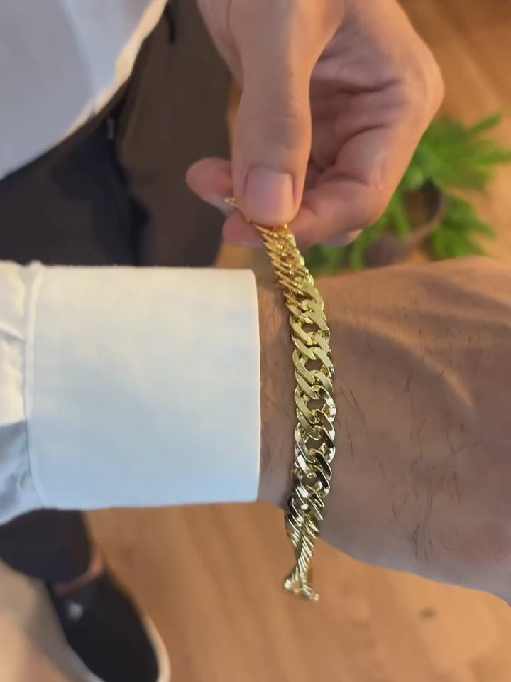 PULSEIRA GRUMET LAMINADA 10MM 21CM - BANHADO A OURO 18K