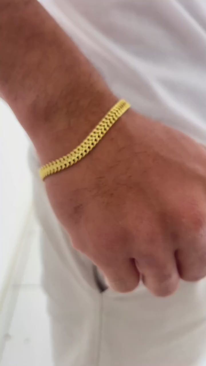 PULSEIRA IMPERADOR 6MM - 21CM (FECHO GAVETA) - BANHADO A OURO 18K